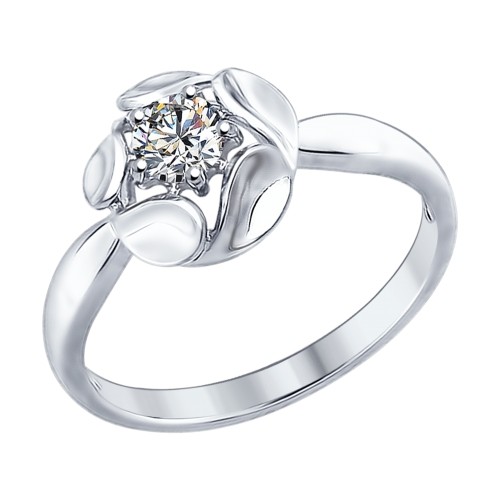 Кольцо из серебра с фианитом | SOKOLOV