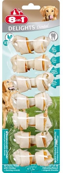 Косточка Dental XS с куриным мясом для мелких собак | Delights | 8in1