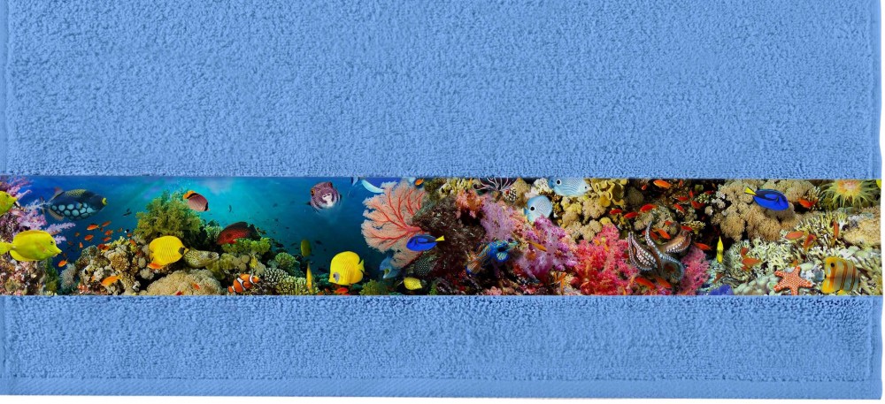 Полотенце махровое «Подводный мир», 50×90 см, цвет синий | Фотобордюр | Aquarelle