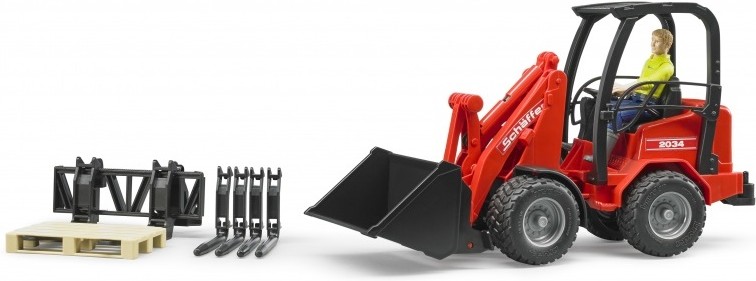 Мини - погрузчик «Schaeffer 2034» c фигуркой и аксессуарами | Bruder