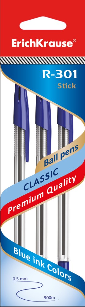 Набор шариковых ручек «CLASSIC», 3 штуки, синие | Erich Krause