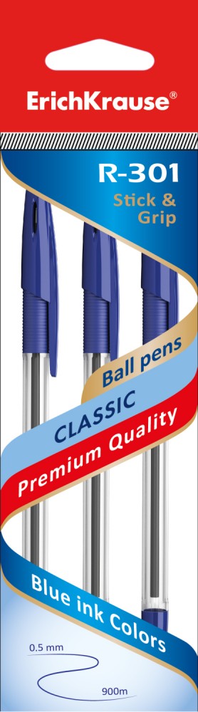 Набор шариковых ручек «CLASSIC», 3 штуки, синие | Erich Krause