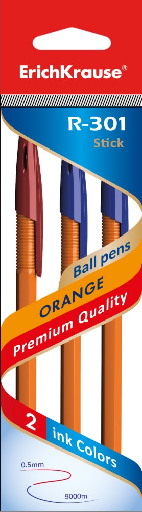 Набор шариковых ручек «ORANGE», 3 штуки, 2/1 | Erich Krause