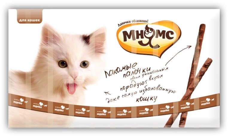 Лакомые палочки для кошек с индейкой и ягненком (13,5 см, 10 шт х 5 г) | Лакомые палочки | Мнямс