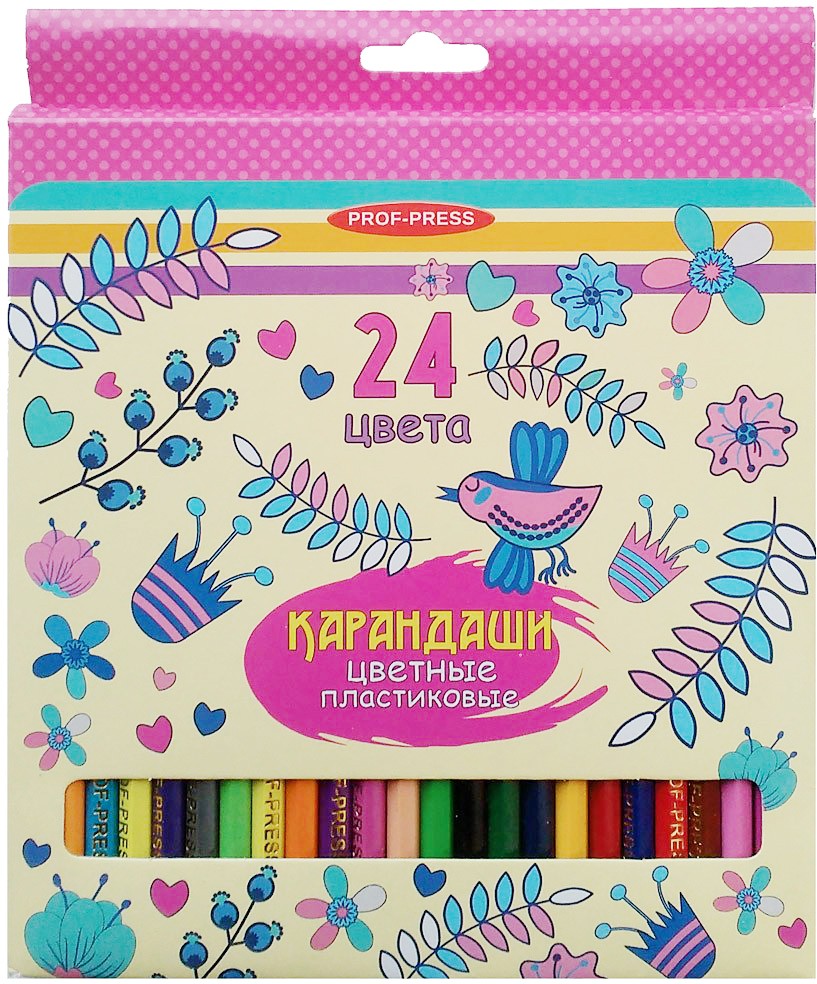 Карандаши цветные пластиковые, 24 цвета | Проф-Пресс