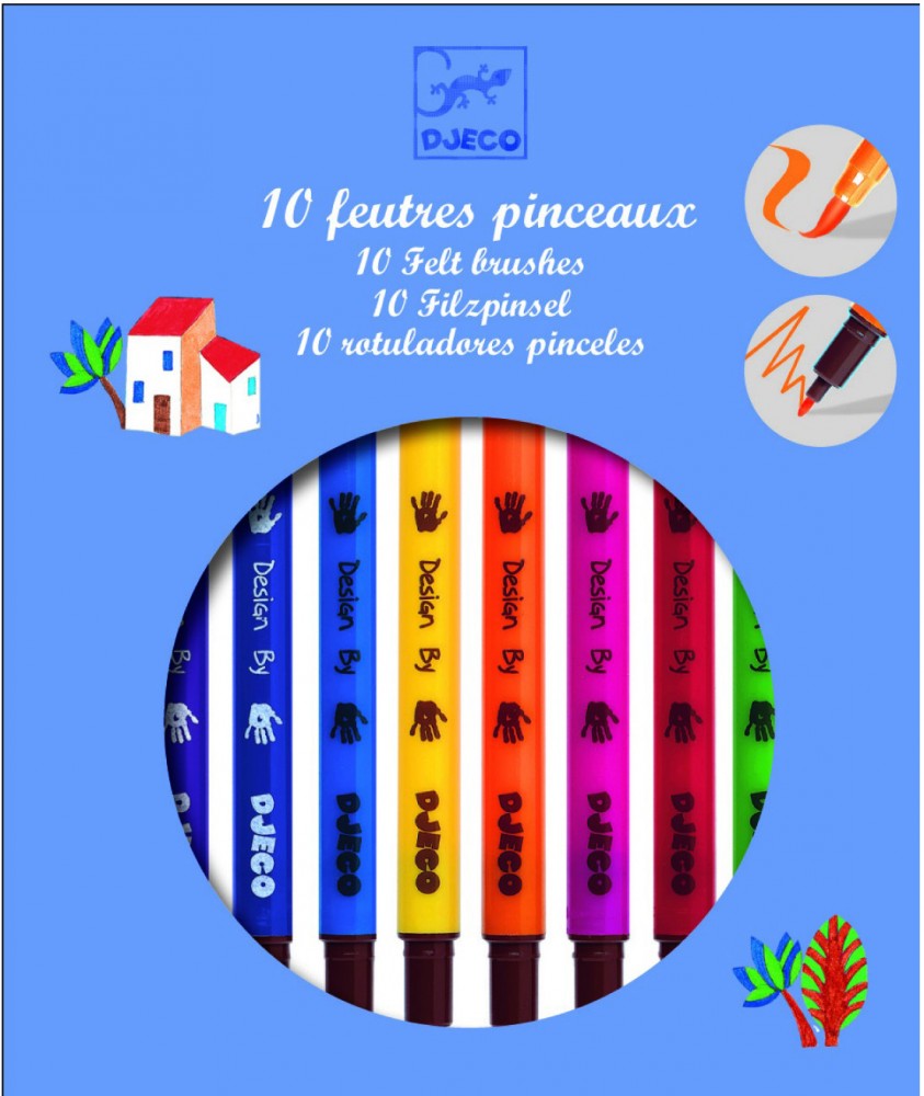 Набор двухсторонних фломастеров (классические цвета, 10 штук) | Djeco