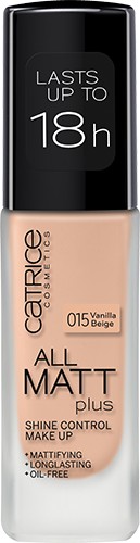 Тональный крем «Shine Control», оттенок 015 Vanilla Beige | All Matt Plus | Catrice
