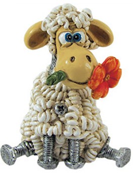 Сувенир «Влюбленная овечка с цветком» (7,5 см) | Пуффи