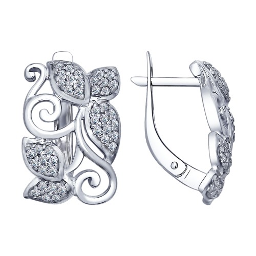 Серьги из серебра с фианитами | SOKOLOV