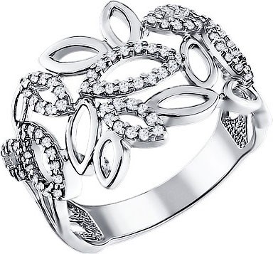 Кольцо из серебра с фианитами | SOKOLOV