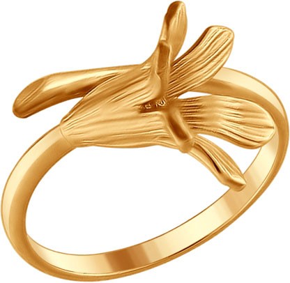 Кольцо из золочёного серебра с фианитом | SOKOLOV