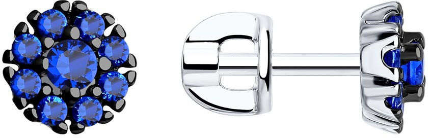 Серьги-пусеты из серебра с фианитами | SOKOLOV