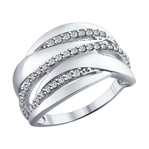 Кольцо из серебра с фианитами | SOKOLOV