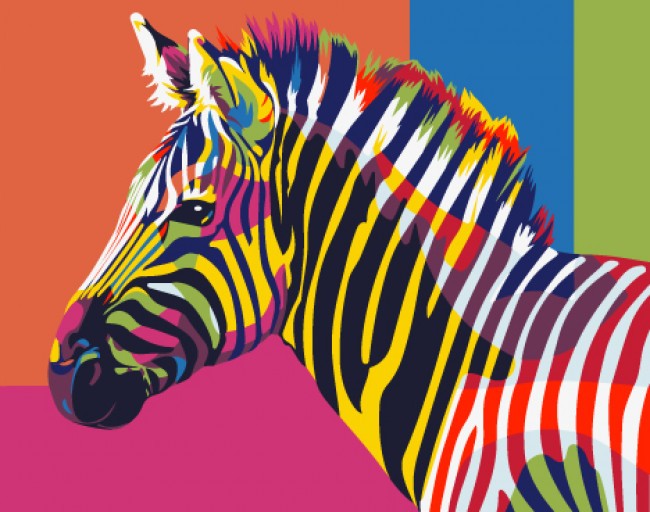 Раскраска по номерам «Радужная зебра» | Артвентура
