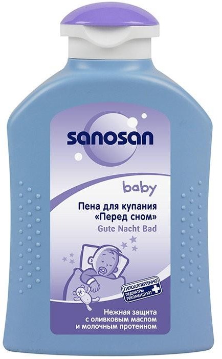 Пена для купания перед сном с оливковым маслом и молочным протеином | Baby | Sanosan