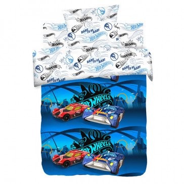 Комплект постельного белья «Найт Сити» (арт. 8950-1/8951-1, бязь 1,5-спальный, 1 наволочка 70х70) | Hot Wheels | Непоседа