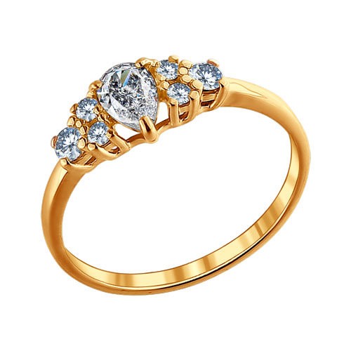 Кольцо из золоченого серебра с фианитами | SOKOLOV