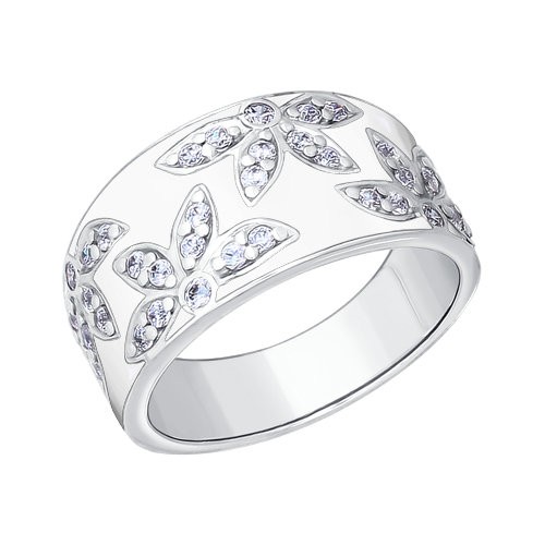 Кольцо из серебра с эмалью и фианитами | SOKOLOV