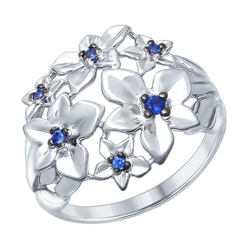 Кольцо из серебра с синими фианитами | SOKOLOV