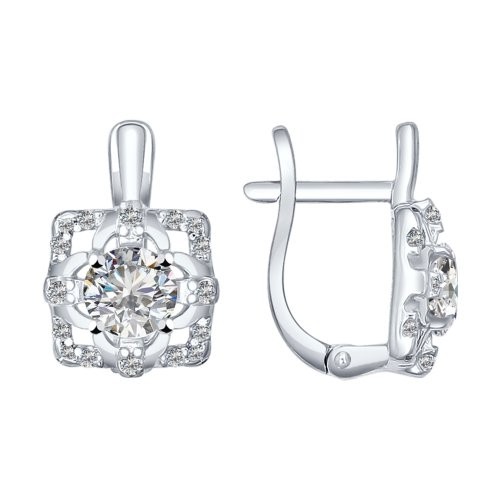 Серьги из серебра с фианитами | SOKOLOV