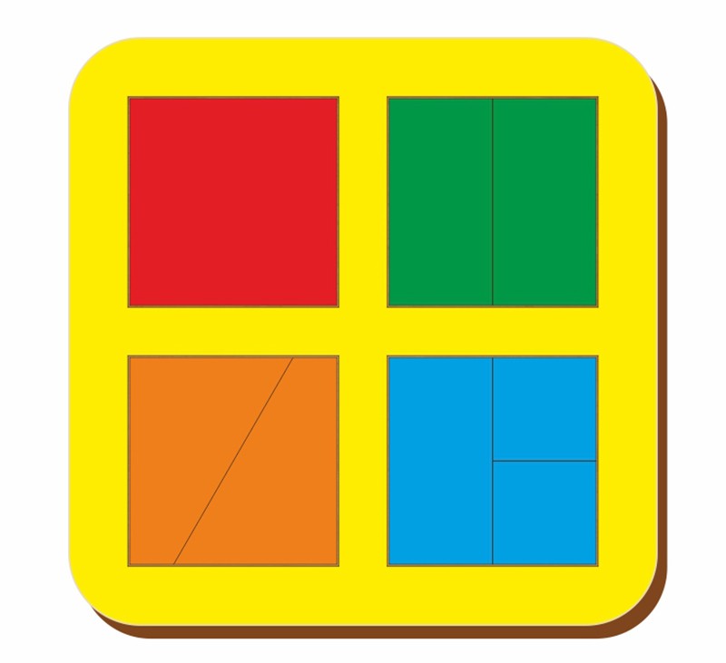 Рамка - вкладыш «Сложи квадрат 4 квадрата, уровень 1» | Сложи квадрат | WoodLandToys