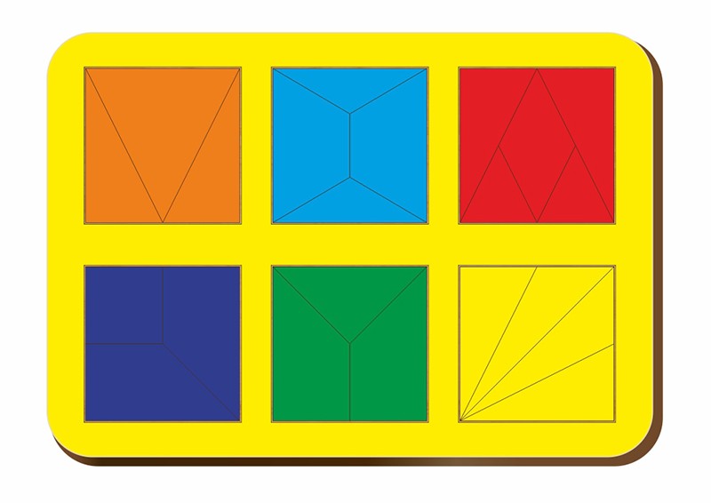 Рамка - вкладыш «Сложи квадрат 6 квадратов, уровень 2» | Сложи квадрат | WoodLandToys