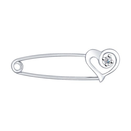 Брошь из серебра с фианитом | SOKOLOV