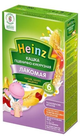 Каша «Пшенично-кукурузная с персиком, бананом и вишенкой»