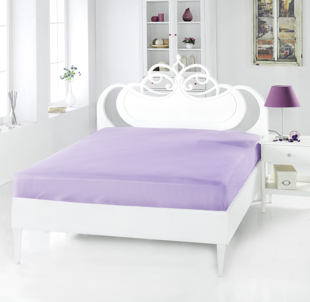 Простыня (сатин, 240x260 см), цвет сиреневый | Servan | Karna
