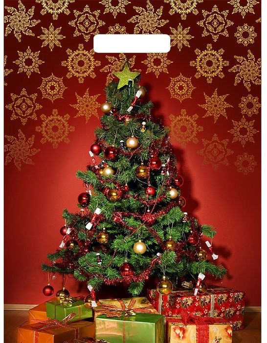 Пакет подарочный «Елочка на красном» (40х31 см) | ТикоПластик