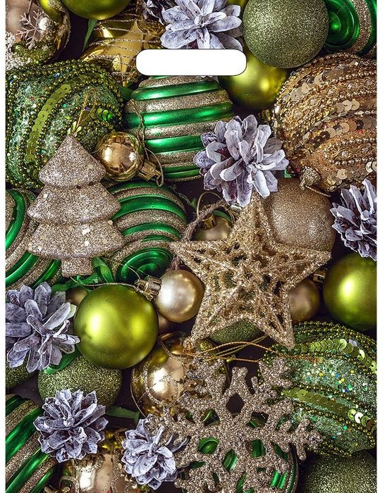 Пакет подарочный «Елочные игрушки» (40х31 см) | ТикоПластик