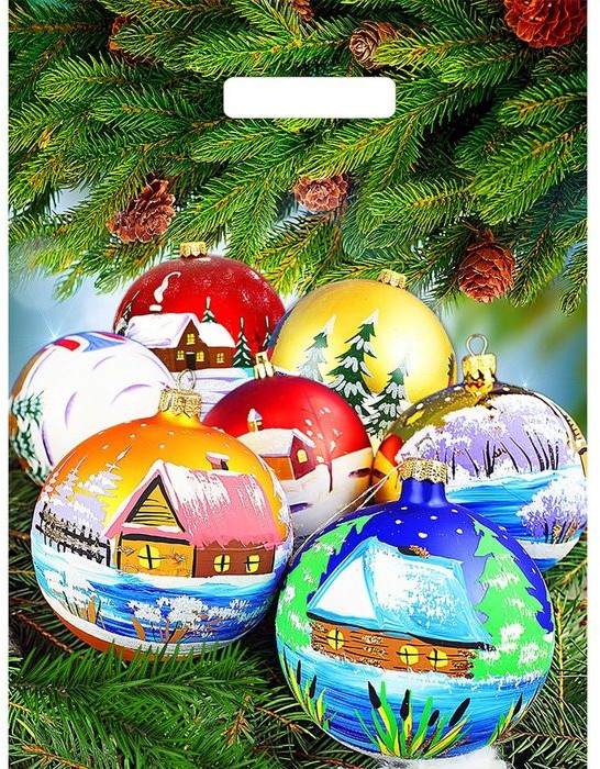 Пакет подарочный «Шары акварель» (40х31 см) | ТикоПластик