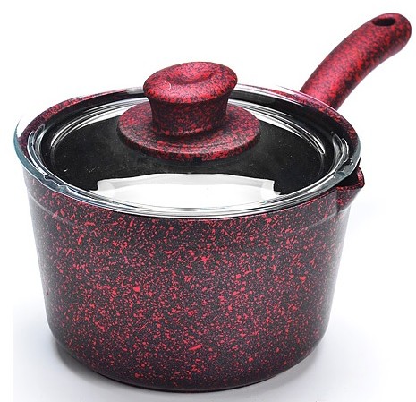 Ковш с крышкой и рифленым дном (красный, 14 см)