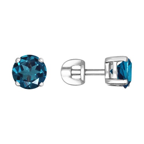 Пусеты с синим топазом | SOKOLOV