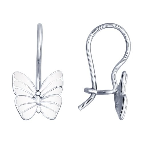 Детские серьги с белыми бабочками | SOKOLOV