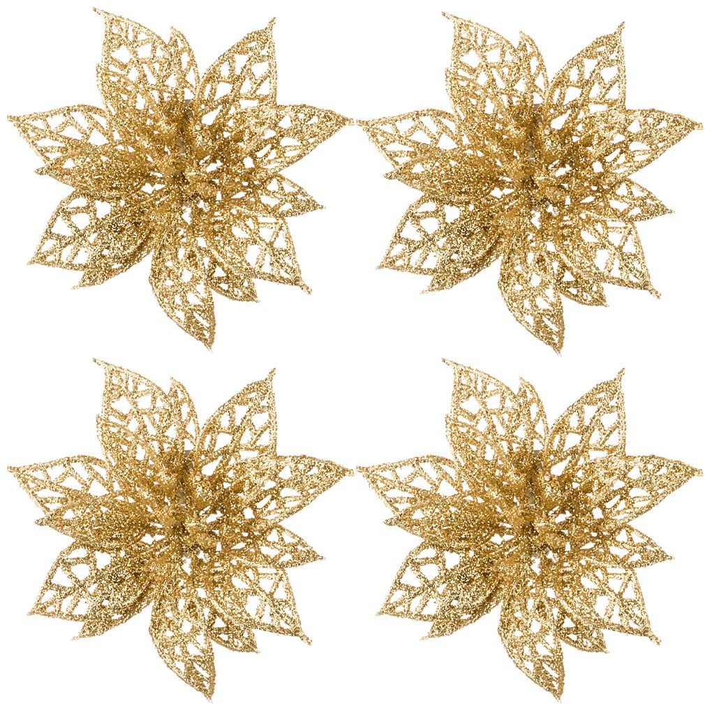 Набор декоративных цветов (4 шт, 8 см), золотой | Цветы | Lefard
