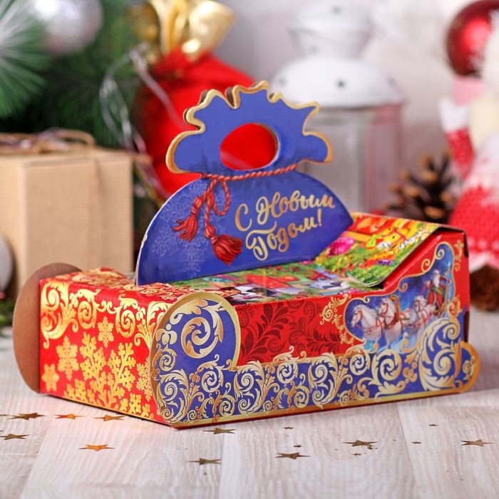 Коробка складная «Собачка на санях» | Дарите Счастье