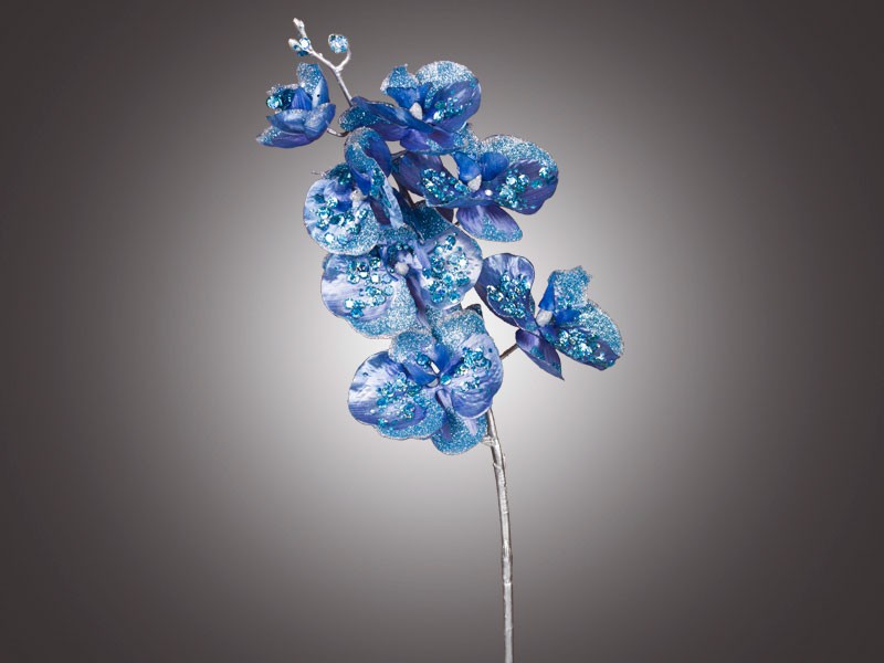 Ветка орхидеи «Серебряные искры» (63,5 см), с пайетками | Цветы и ветки декоративные | Holiday Classics