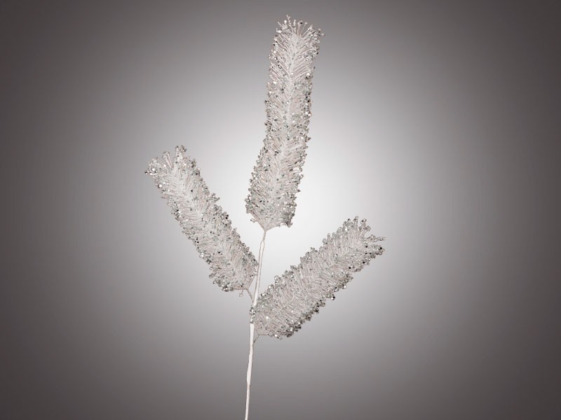 Ветка сосны заснеженная (91 см), тройная, с пайетками | Цветы и ветки декоративные | Holiday Classics