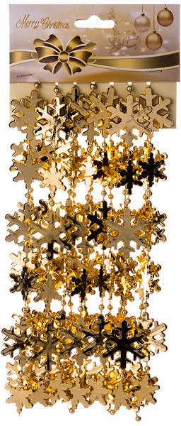 Бусы на елку «Золотые снежинки» | Merry Christmas