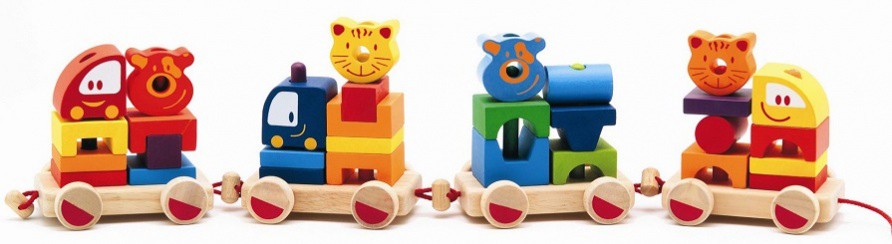 Деревянный конструктор-каталка «Маленький паровозик» | Djeco