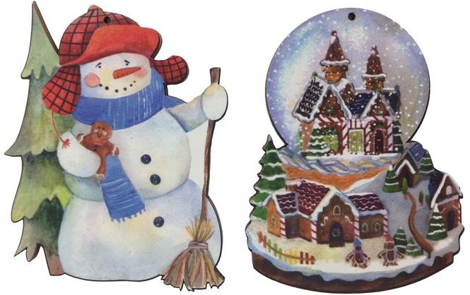 Набор подвесок «Снеговик и снежный шар»