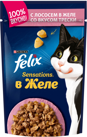 Корм для кошек Felix «Sensations» с треской в томатном соусе (85 г)