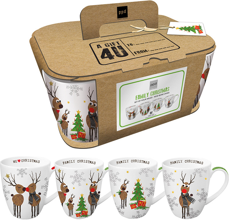 Набор кружек «Family Christmas» (4 шт, 350 мл) | Family Christmas | Paperproducts Design