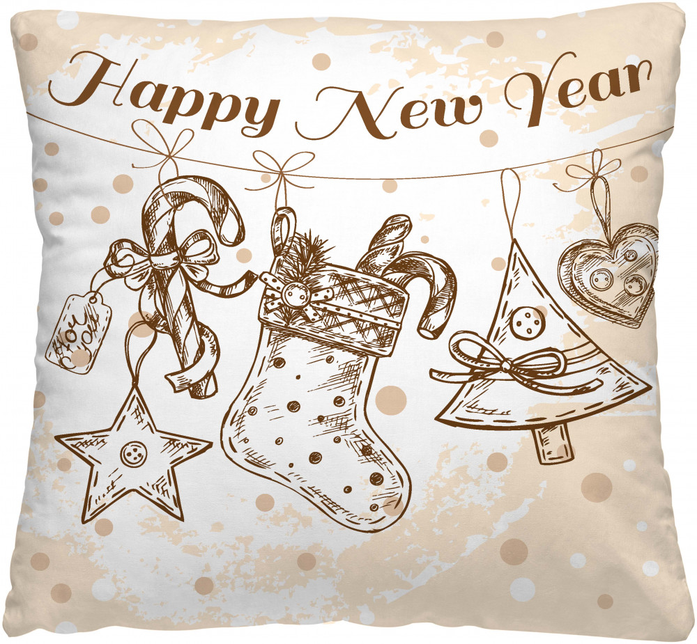 Декоративная подушка «Новогодние украшения» (40х40 см, полиэстер) | Новый год | НордТекс