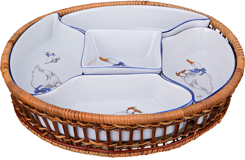 Менажница 5-ти секционная на подставке (26х4 см) | Чешский гусь | Lefard