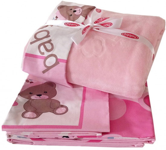 Комплект постельного белья с покрывалом «PONPON» (арт. 1501001274), 90x110 см, 2 наволочки 35x45, 1 наволочка 40х60, розовый