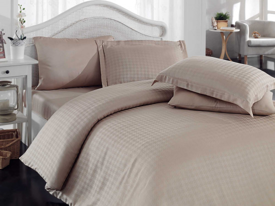 Комплект постельного белья «Diamond Houndstooth» (арт. 1501000957, семейный, бамбук, 2 наволочки 50х70 и 2 наволочки 70х70), бежевый
