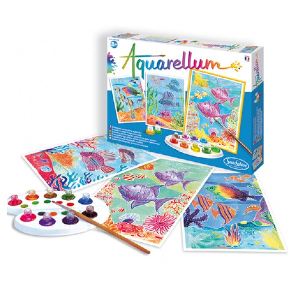 Набор для творчества «Акварельная раскраска» - Подводный мир | Акварельная раскраска | SentoSphere