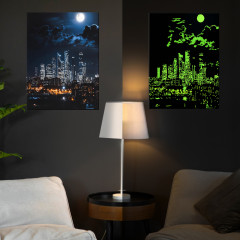 Картина по номерам на чёрном холсте со светящейся краской «Город в сиянии луны» - Фото 2